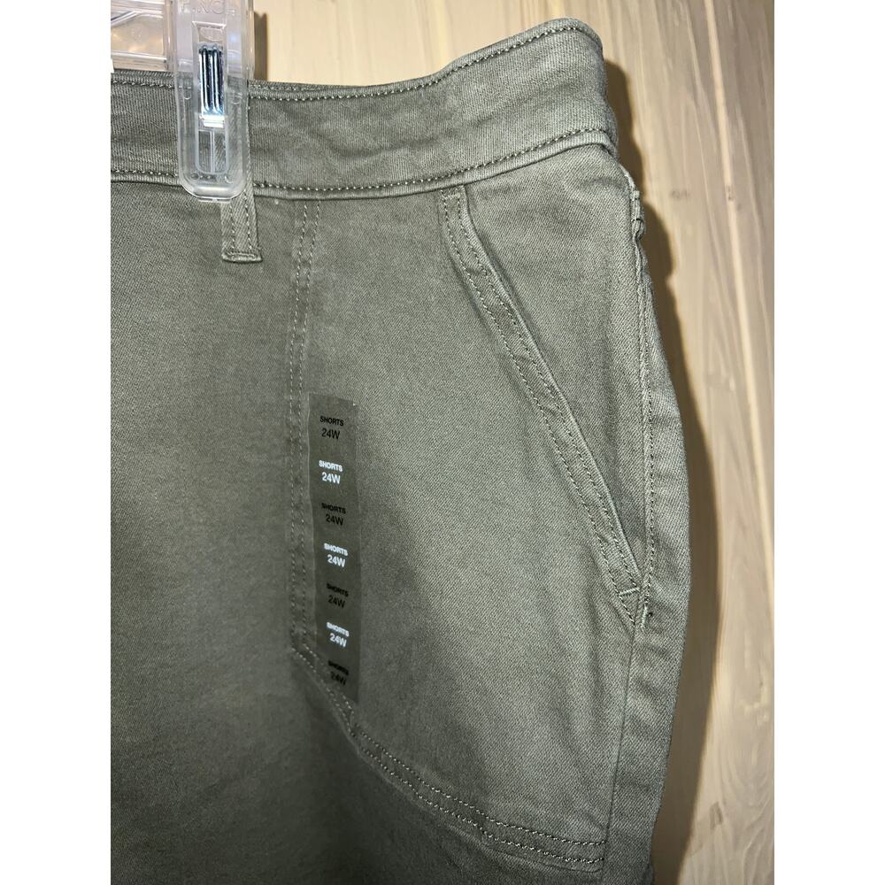Sonoma Shorts Womens 24W Army Green Utility Boyfriend High Rise Denim Jean Fray - Picture 5 of 8